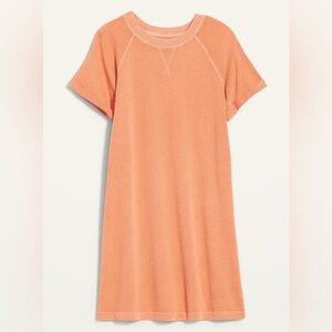 Short-Sleeve Specially Dyed French-Terry Mini Sweatshirt Dress - S